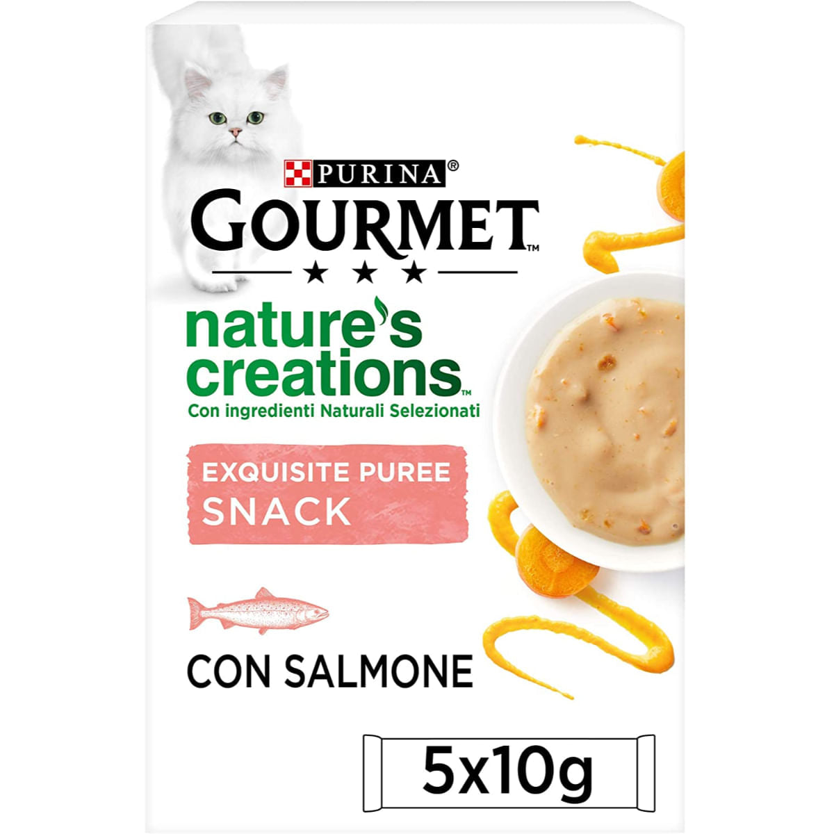 Gourmet Nature's Creations Puré con Salmone e Carota 5x10gr Gourmet Nature's Creations Puré con Salmone e Carota 5x10gr